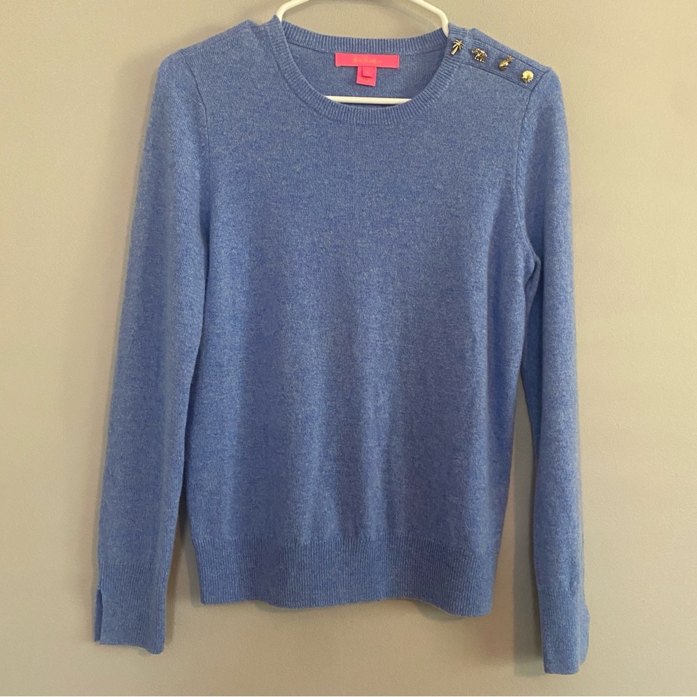 Lilly Pulitzer Delvin Cashmere Sweater Heathered Beckon Blue - Small